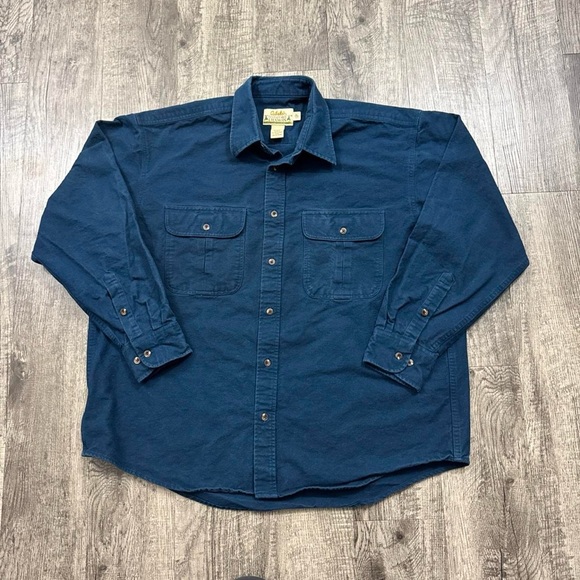 Cabela's Other - Cabela’s Deerskin Soft Chamois Button Shirt Heavy Cotton Navy Blue